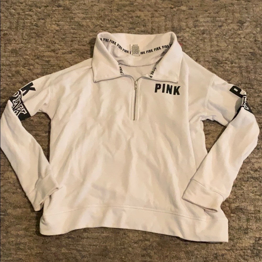 white PINK 3/4 zip